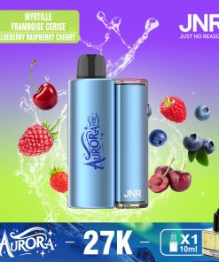 JNR Aurora 27K 27000 Puffs 2+10ml Replaceable Pod Kit Refillable Disposable Vape in Blueberry Raspberry Cherry flavor