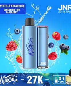 JNR Aurora 27K 27000 Puffs 2+10ml Replaceable Pod Kit Refillable Disposable Vape in Blueberry Red Raspberry flavor