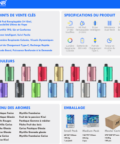 JNR Aurora 27K 27000 Puffs 2+10ml Replaceable Pod Kit Refillable Disposable Vape in jnr aurora 27k 27000 product parameters flavor