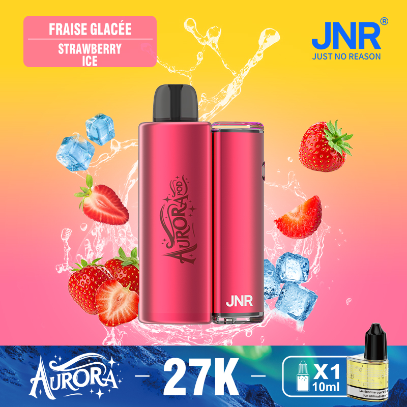 JNR Aurora 27K 27000 Puffs 2+10ml Replaceable Pod Kit Refillable Disposable Vape in jnr aurora 27k 27000 strawberry lce flavor