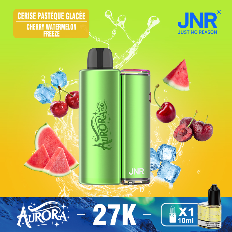JNR Aurora 27K 27000 Puffs 2+10ml Replaceable Pod Kit Refillable Disposable Vape in Watermelon Ice flavor