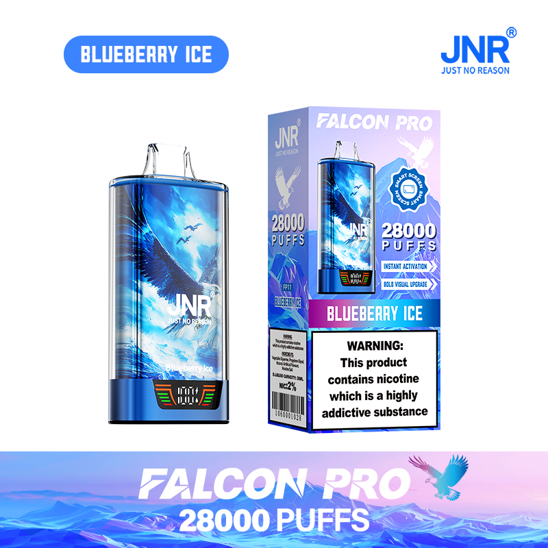 JNR Falcon Pro 28000 28K Puffs Model LED Display Disposable Vape in Blueberry Ice flavor