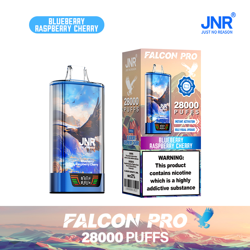 JNR Falcon Pro 28000 28K Puffs Model LED Display Disposable Vape in Blueberry Raspberry Cherry flavor