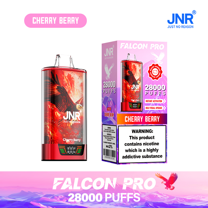 JNR Falcon Pro 28000 28K Puffs Model LED Display Disposable Vape in Cherry Berry flavor
