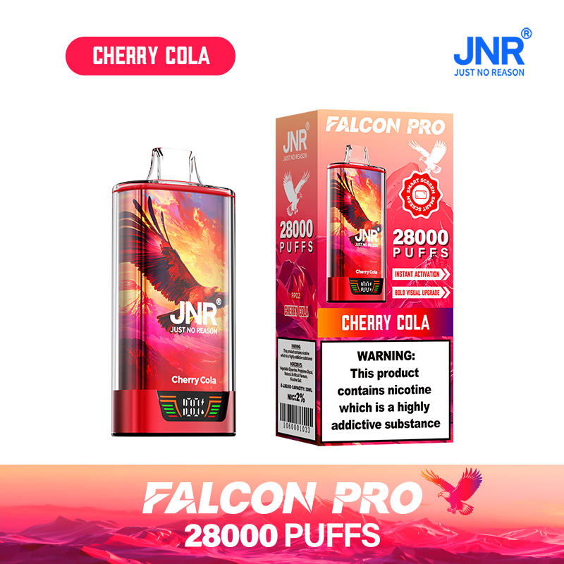 JNR Falcon Pro 28000 28K Puffs Model LED Display Disposable Vape in Cherry Cola flavor