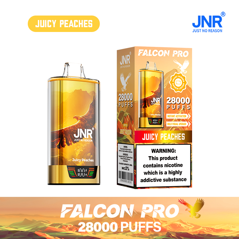 JNR Falcon Pro 28000 28K Puffs Model LED Display Disposable Vape in Juicy Peaches flavor