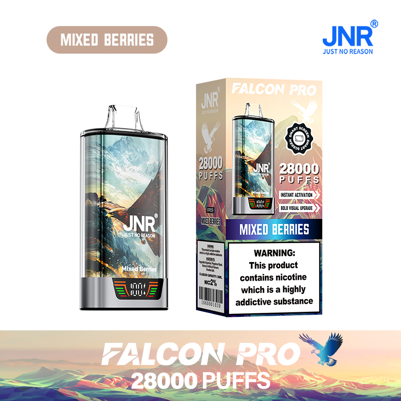 JNR Falcon Pro 28000 28K Puffs Model LED Display Disposable Vape in Mixed Berries flavor