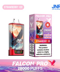 JNR Falcon Pro 28000 28K Puffs Model LED Display Disposable Vape in Strawberry Ice flavor