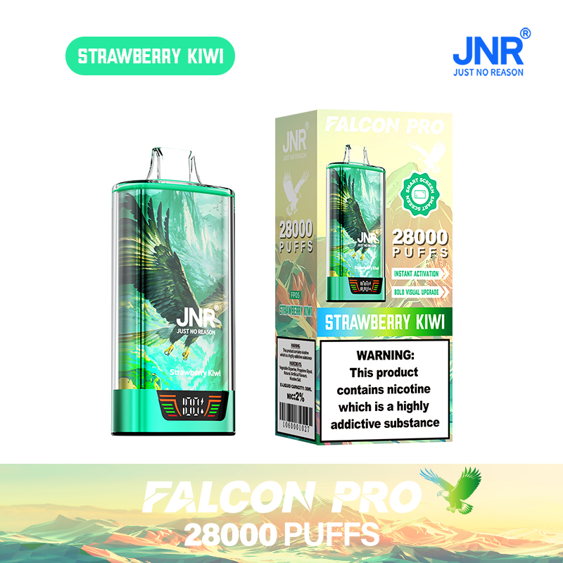 JNR Falcon Pro 28000 28K Puffs Model LED Display Disposable Vape in Strawberry Kiwi flavor