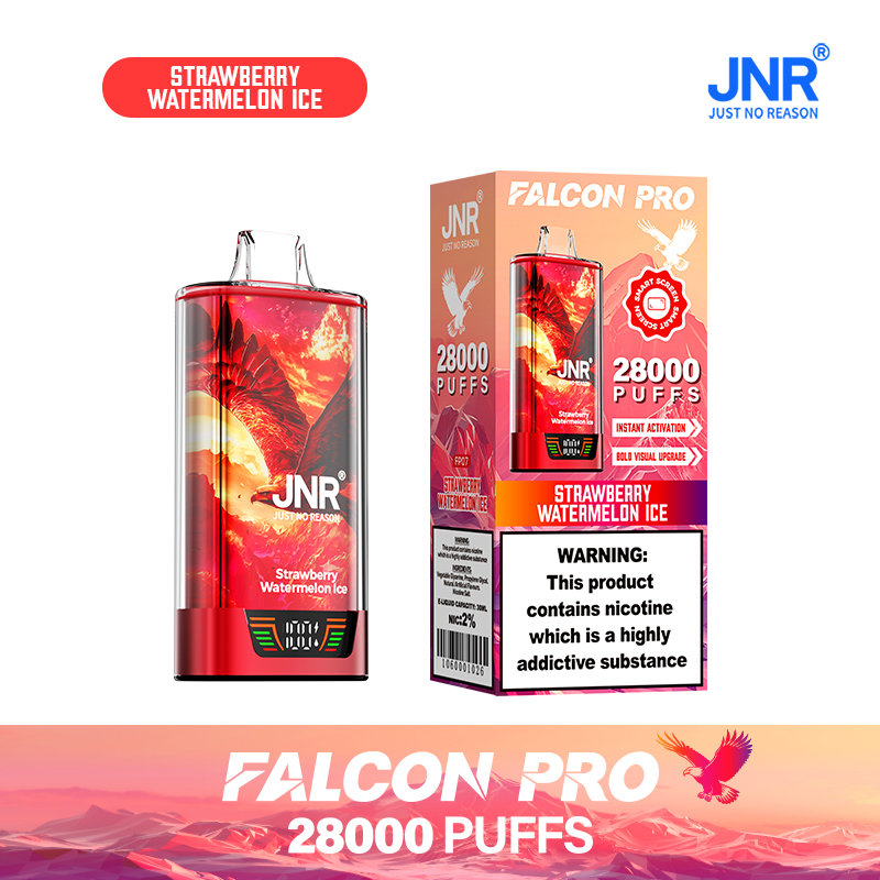 JNR Falcon Pro 28000 28K Puffs Model LED Display Disposable Vape in Strawberry Watermelon Ice flavor