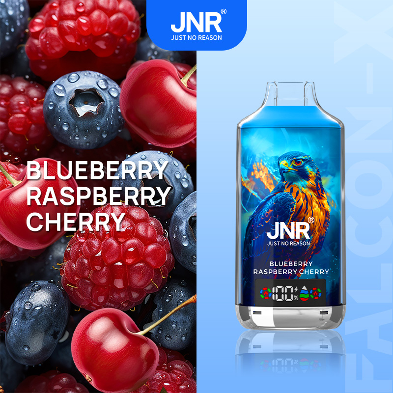 JNR FALCON X 18000 18k Puffs Model LED Display Disposable Vape in Blueberry Raspberry Cherry flavor