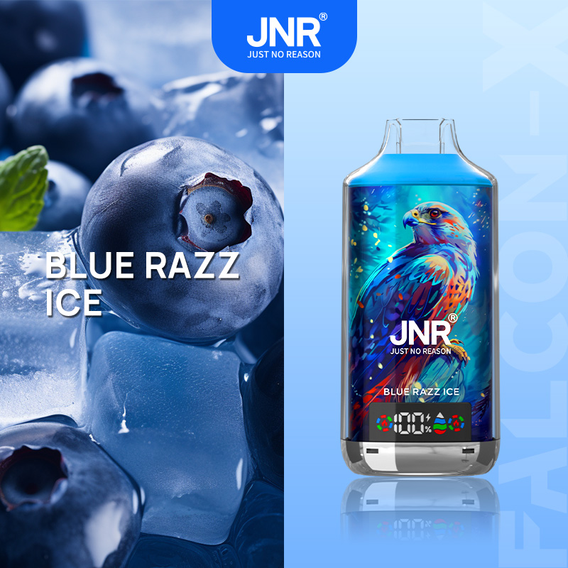 JNR FALCON X 18000 18k Puffs Model LED Display Disposable Vape in jnr falon x 18000 blue razz ice flavor