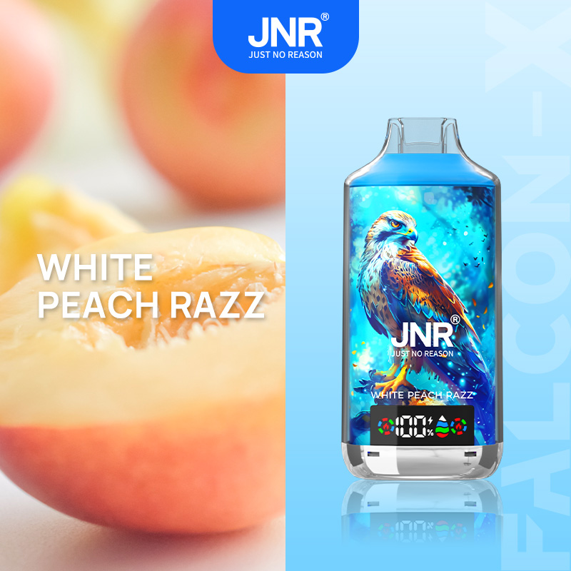 JNR FALCON X 18000 18k Puffs Model LED Display Disposable Vape in jnr falon x 18000 jnr falon x 18000 sleek jnr falon x 18000 white peac flavor