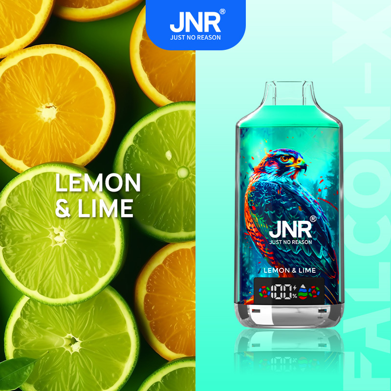 JNR FALCON X 18000 18k Puffs Model LED Display Disposable Vape in jnr falon x 18000 jnr falon x 18000 sleek jnr falon x 18000 lemon lime flavor