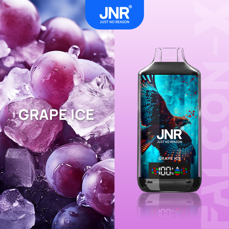 JNR FALCON X 18000 18k Puffs Model LED Display Disposable Vape in jnr falon x 18000 jnr falon x 18000 sleek jnr falon x 18000 grape ice flavor