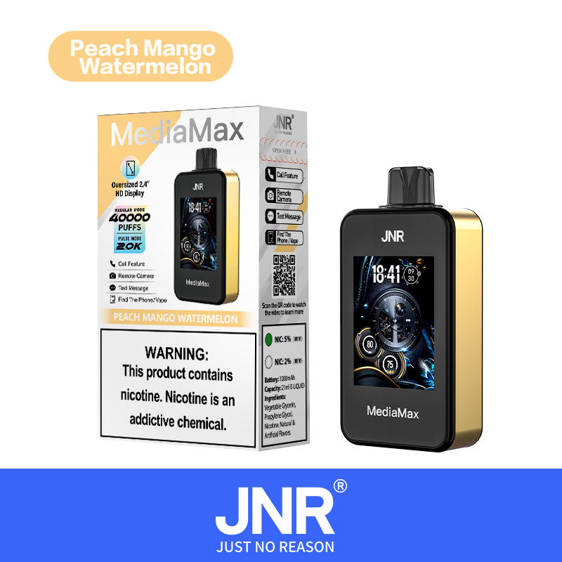 JNR Media Max 40000 40K Puffs Intelligent Disposable Vape in peach mango watermelon flavor