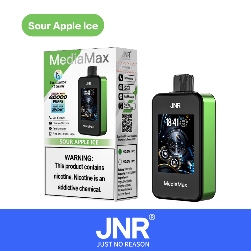 JNR Media Max 40000 40K Puffs Intelligent Disposable Vape in sour apple ice flavor
