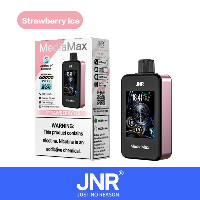 JNR Media Max 40000 40K Puffs Intelligent Disposable Vape in strawberry ice flavor