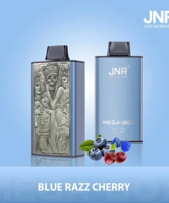 JNR Mega Box 25000 Puffs Edition Rechargeable Disposable Vape in Blue Razz Cherry flavor