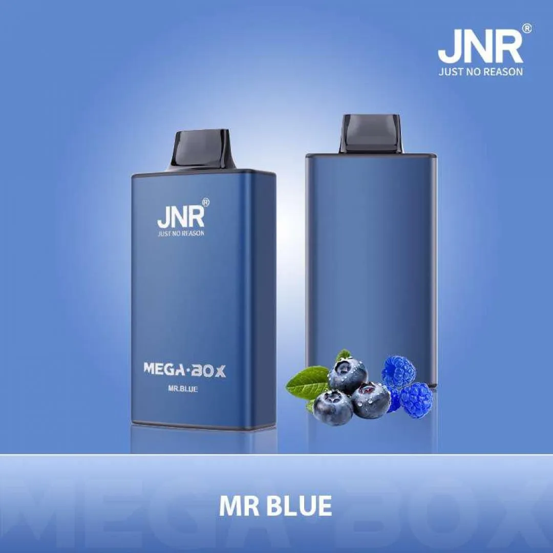 JNR Mega Box 25000 Puffs Edition Rechargeable Disposable Vape in Mr Blue flavor