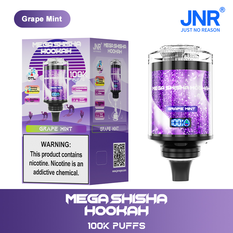 JNR Mega Shisha Hookah 100000 100K Puffs Large Capacity LED Display Disposable Vape random flavor option image