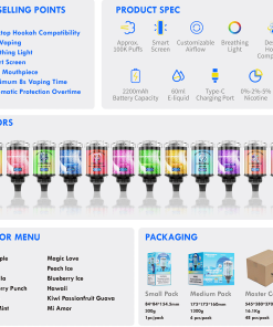 JNR Mega Shisha Hookah 100000 100K Puffs Large Capacity LED Display Disposable Vape random flavor option image