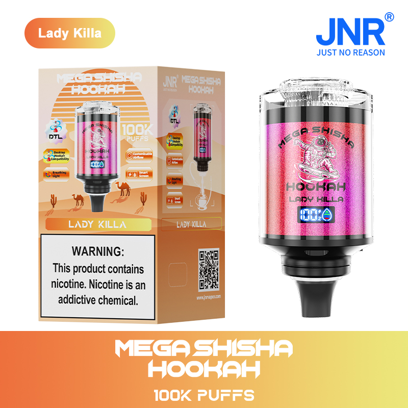 JNR Mega Shisha Hookah 100000 100K Puffs Large Capacity LED Display Disposable Vape random flavor option image
