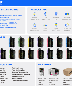 JNR Plus X 26000 26K Puffs Hottest LED Display Disposable Vape in jnr plus x 26000 jnr plus x 26k flavor