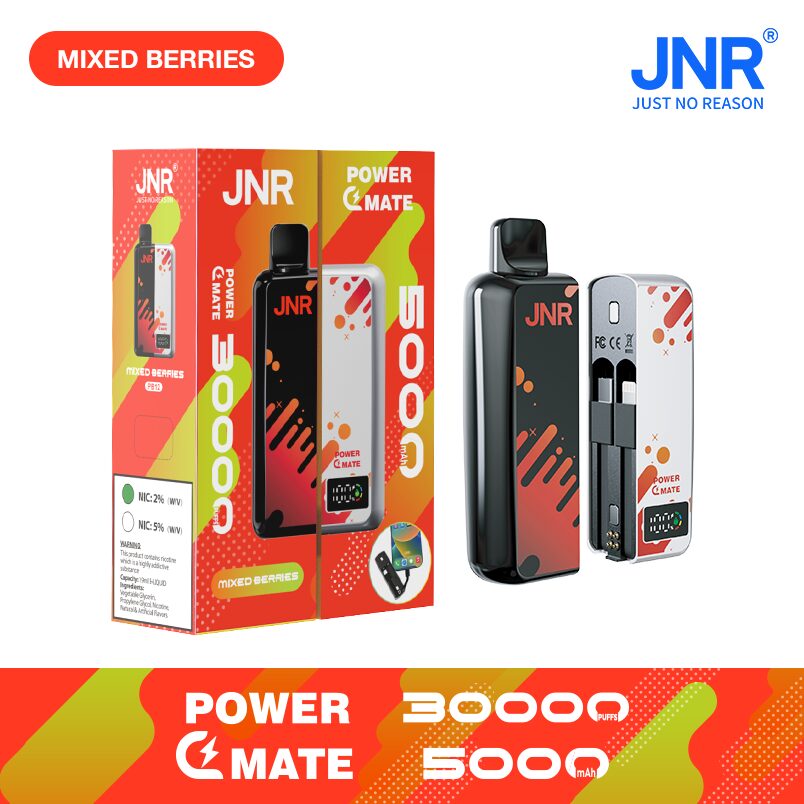 JNR Power Mate 30000 Puffs Smart Screen 5000mAh Power Bank Disposable Vape in jnr power mate 30000 mixed berries flavor