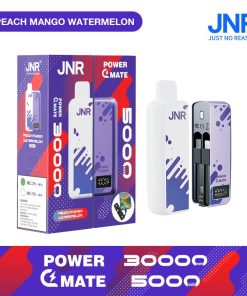 JNR Power Mate 30000 Puffs Smart Screen 5000mAh Power Bank Disposable Vape in jnr power mate 30000 peach mango watermelon flavor