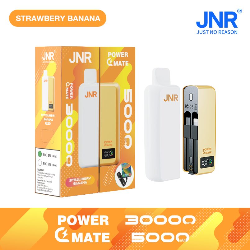 JNR Power Mate 30000 Puffs Smart Screen 5000mAh Power Bank Disposable Vape in jnr power mate 30000 strawberry banana flavor