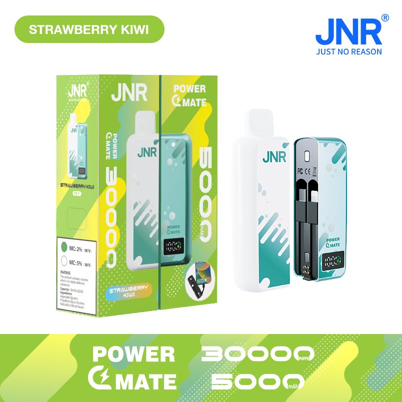 JNR Power Mate 30000 Puffs Smart Screen 5000mAh Power Bank Disposable Vape in jnr power mate 30000 strawberry kiwi flavor