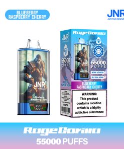 JNR Rage Gorilla 55K 55000 Puffs Smart Display Disposable Vape in Blueberry Raspberry Cherry flavor