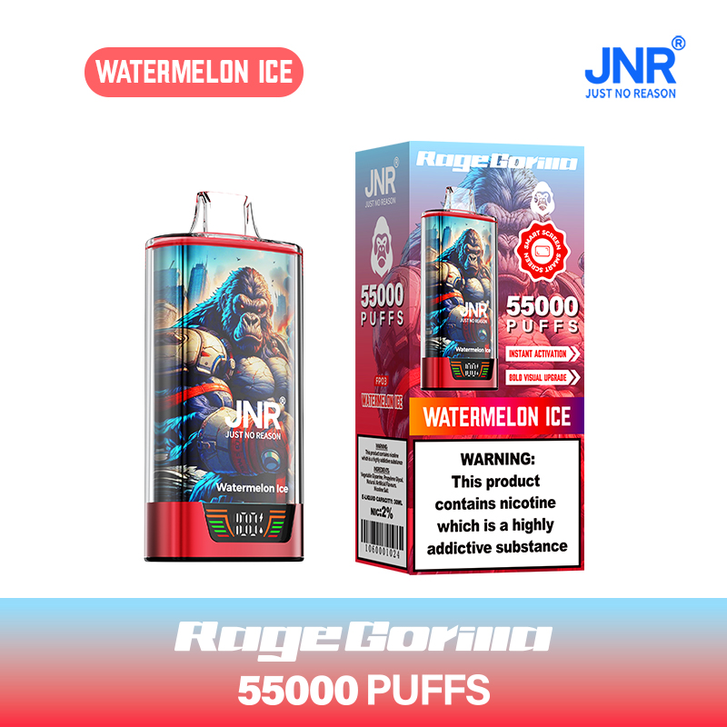 JNR Rage Gorilla 55K 55000 Puffs Smart Display Disposable Vape in jnr rage gorilla 55k 55000 watermelon ice flavor