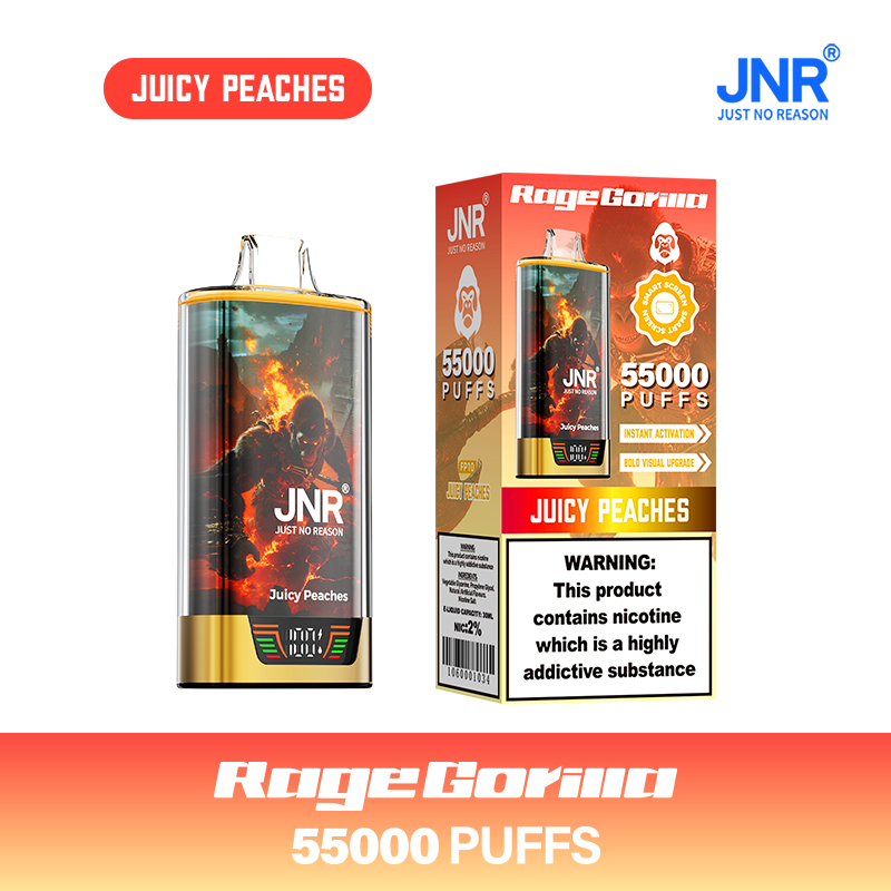 JNR Rage Gorilla 55K 55000 Puffs Smart Display Disposable Vape in Juicy Peaches flavor