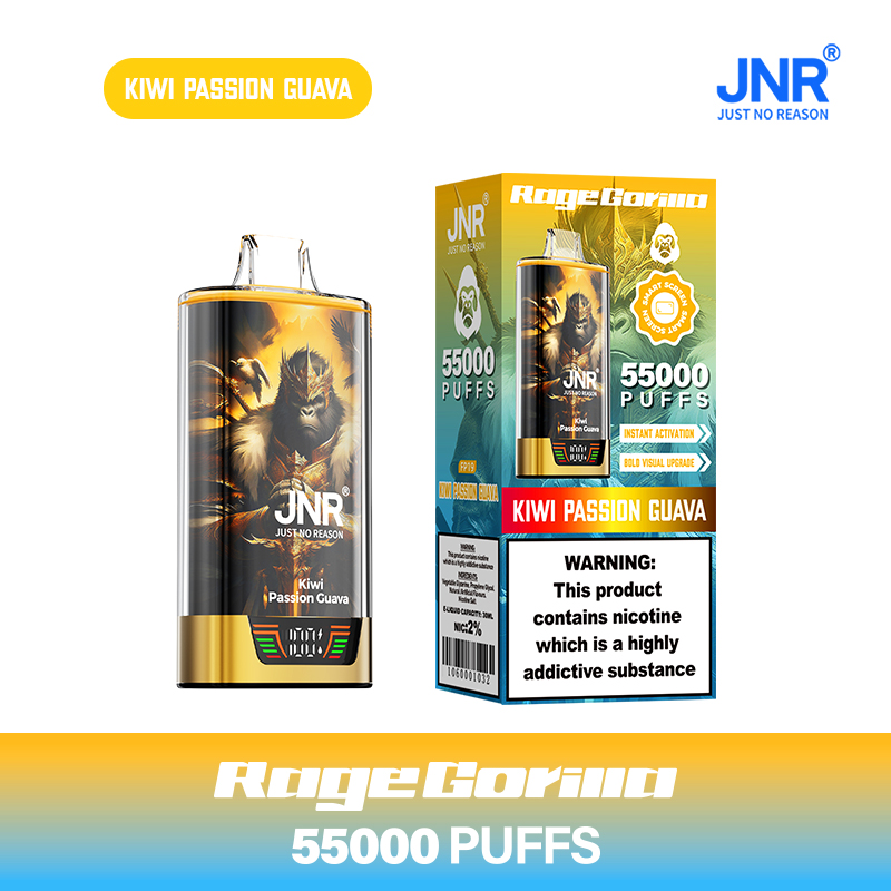 JNR Rage Gorilla 55K 55000 Puffs Smart Display Disposable Vape in Kiwi Passion Guava flavor
