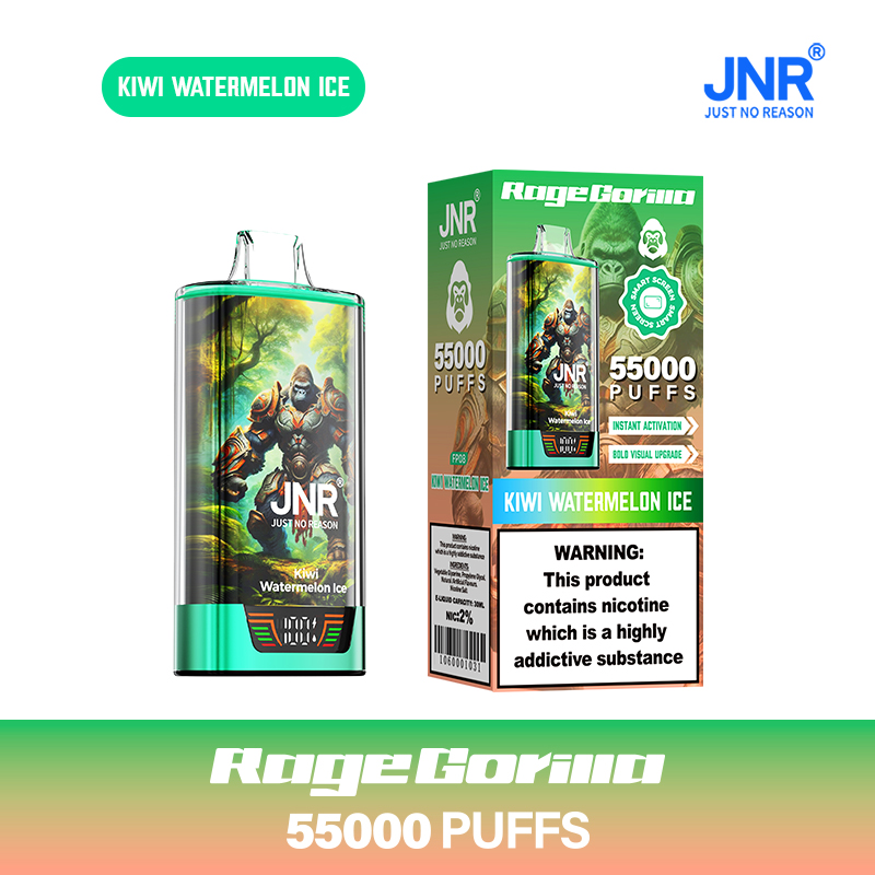 JNR Rage Gorilla 55K 55000 Puffs Smart Display Disposable Vape in Kiwi Watermelon Ice flavor