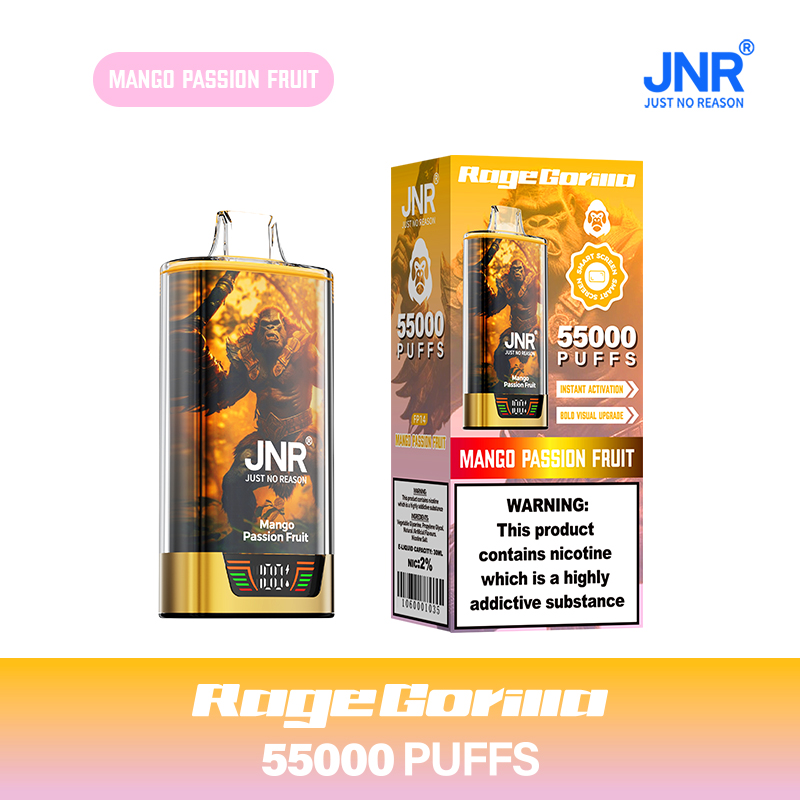 JNR Rage Gorilla 55K 55000 Puffs Smart Display Disposable Vape in Mango Passion Fruit flavor