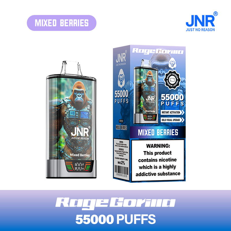JNR Rage Gorilla 55K 55000 Puffs Smart Display Disposable Vape in Mixed Berries flavor