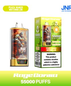 JNR Rage Gorilla 55K 55000 Puffs Smart Display Disposable Vape in Peach Mango Watermelon flavor