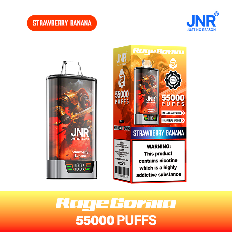 JNR Rage Gorilla 55K 55000 Puffs Smart Display Disposable Vape in Strawberry Banana flavor