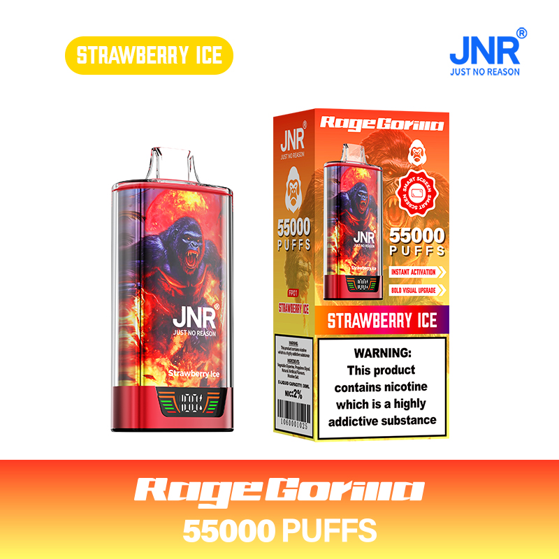 JNR Rage Gorilla 55K 55000 Puffs Smart Display Disposable Vape in Strawberry Ice flavor