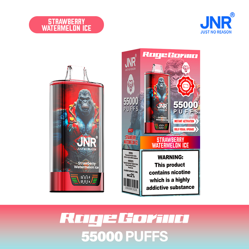 JNR Rage Gorilla 55K 55000 Puffs Smart Display Disposable Vape in Strawberry Watermelon flavor
