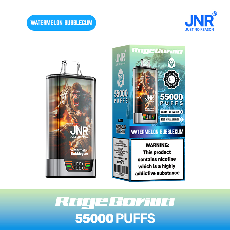 JNR Rage Gorilla 55K 55000 Puffs Smart Display Disposable Vape in Watermelon Bubblegum flavor