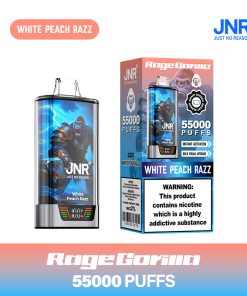 JNR Rage Gorilla 55K 55000 Puffs Smart Display Disposable Vape in White Peach Razz flavor