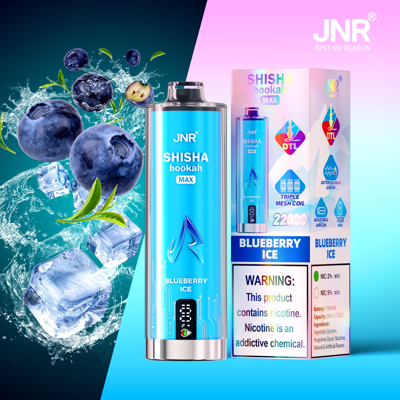 JNR Shisha Max 22000 22K Puffs Hookah Edition Disposable in jnr shisha max 22000 blueberry ice flavor