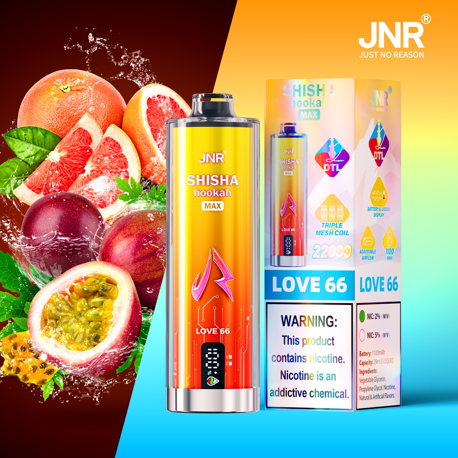 JNR Shisha Max 22000 22K Puffs Hookah Edition Disposable in jnr shisha max 22000 love 66 flavor