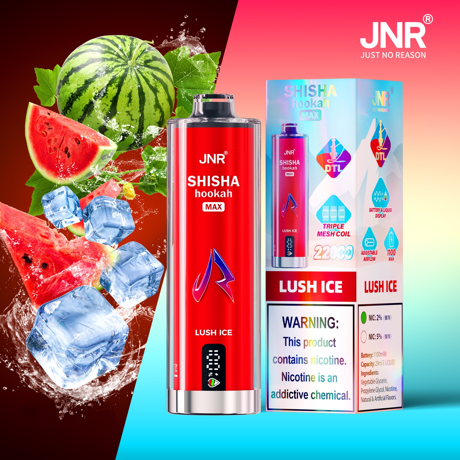 JNR Shisha Max 22000 22K Puffs Hookah Edition Disposable in jnr shisha max 22000 lush ice flavor