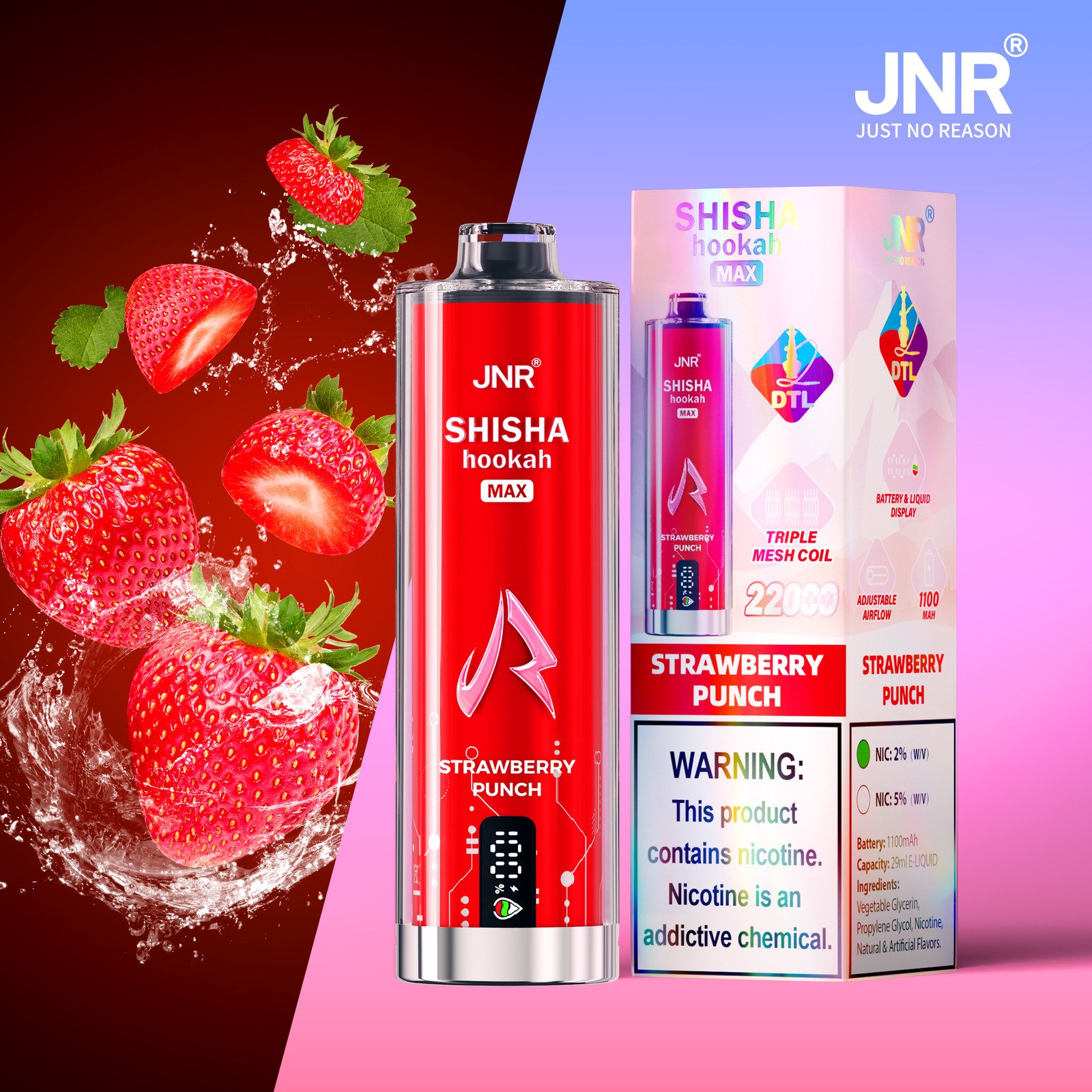 JNR Shisha Max 22000 22K Puffs Hookah Edition Disposable in jnr shisha max 22000 strawberry punch flavor