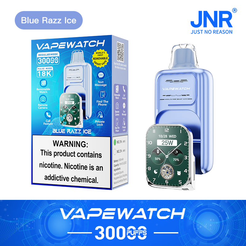 JNR Vape Watch 30000 30K Puffs Smart Disposable Vape in jnr watch 30000 blue razz ice flavor